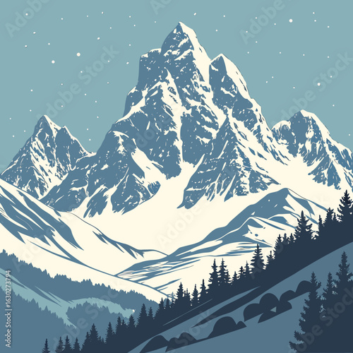 winter mountain landscape hygge vibes, winter escape, winter cabin, frosty days, ski season, snow trails, knitted wear, festive lights, snow dust, cozy moments, snowy mountain, polar vibes, chilly bre
