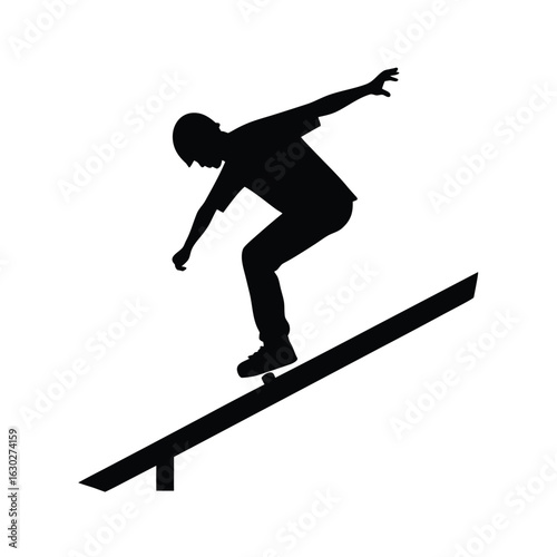silhouette vector Skater Grinding a Rail