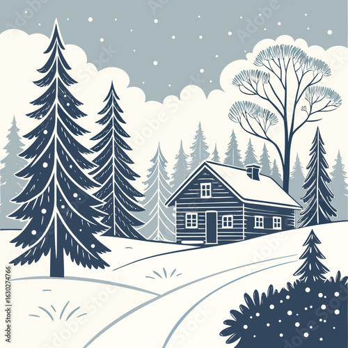 winter landscape with house winter vibes, snowy day, cozy winter, winter wonderland, frosty mornings, snowflakes, winter style, holiday season, cold weather, snow aesthetic, hot chocolate, winter magi