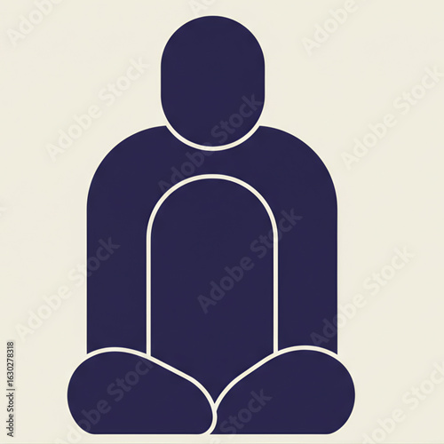 Minimalist vector of seated silhouette in meditative pose  