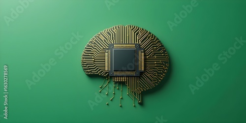 Minimalist Brain Microchip with Radiating Gold Circuits
