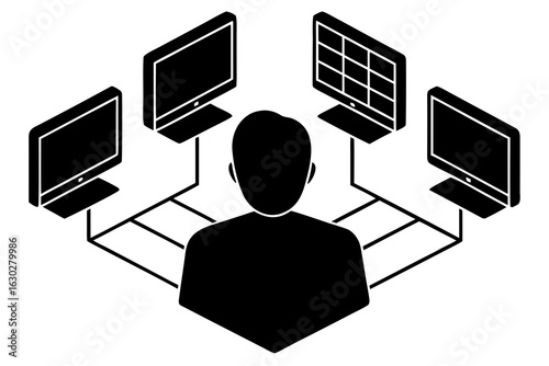 Control Room: Operator Monitoring Multiple Computer Screens