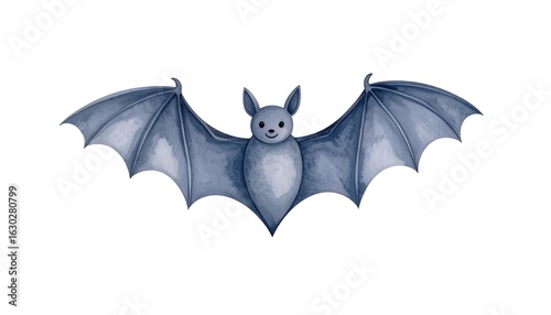 Cute bat illustration, watercolor style