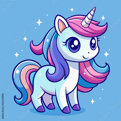 Wallpaper Mural Cute pastel unicorn with sparkling mane and tail Torontodigital.ca