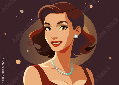 Elegant woman with pearl necklace and earrings