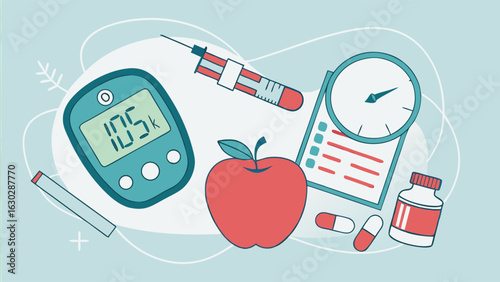Diabetes Management Tools and Healthy Lifestyle.
