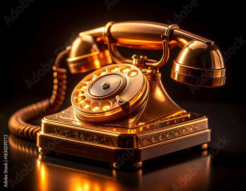 Golden vintage rotary phone