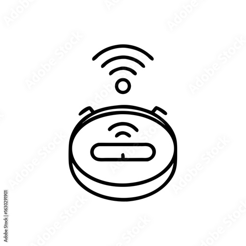 Smart home robot vacuum cleaner with Wi-Fi symbol and buttons  