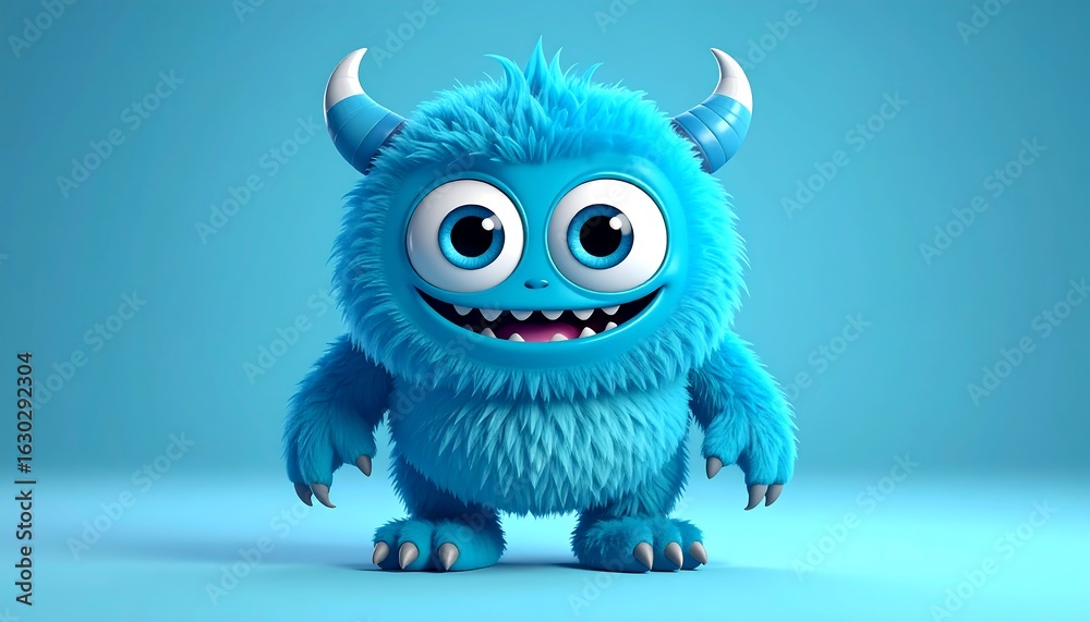 Fototapeta premium Cute, blue monster