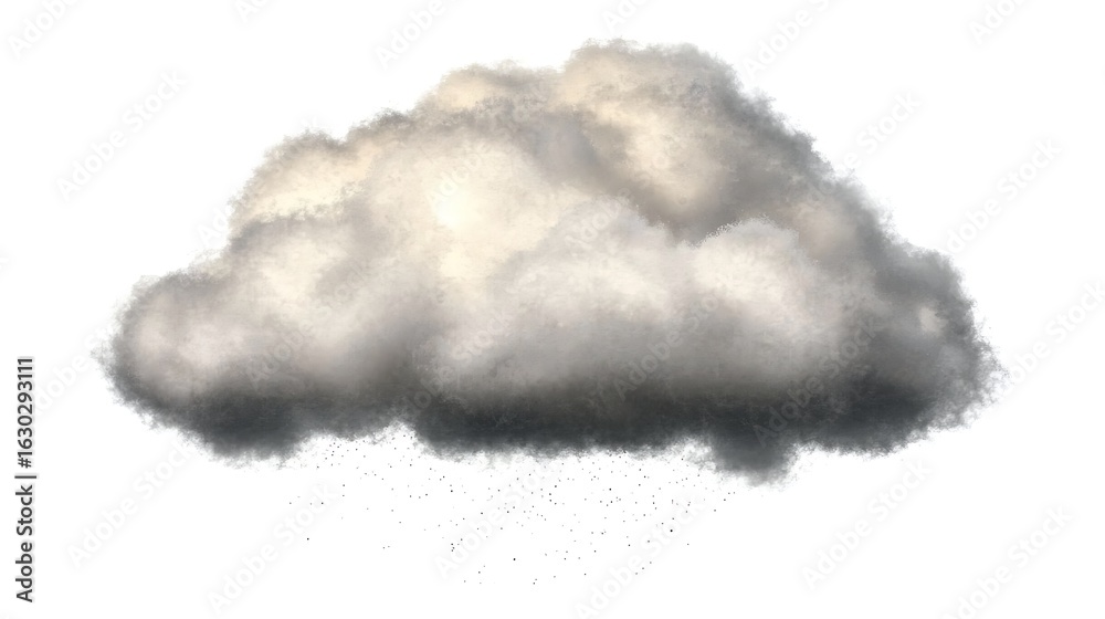 © Renny & Co. - Soft cloud silhouette cutout with muted sky hues, captured using mirrorless camera at 135mm, centered against bright white backdrop