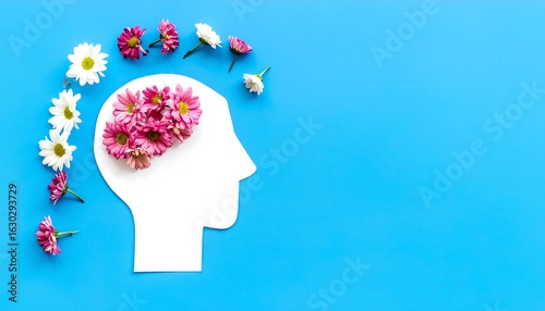 Wallpaper Mural Floral head silhouette on blue Torontodigital.ca