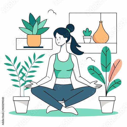 young woman doing yoga exercises