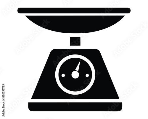 A black kitchen scale for measuring ingredients isolated on white background Ai generated