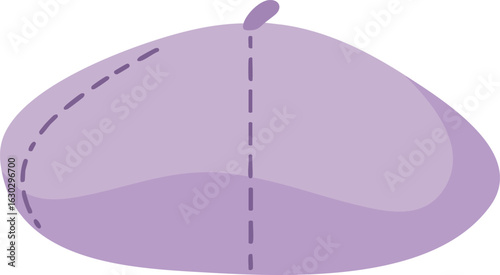 Purple Beret Hat Flat Vector Illustration