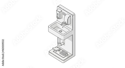Handwashing station isometric view for hygiene and sanitation