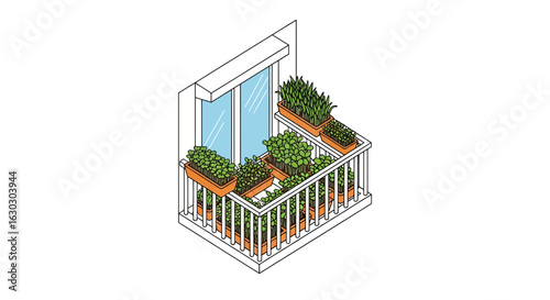 balcony garden with potted plants and railing