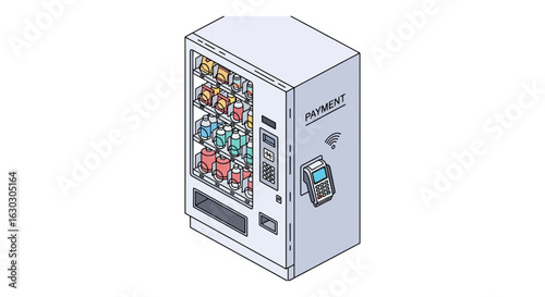 Vending machine with payment terminal and drinks