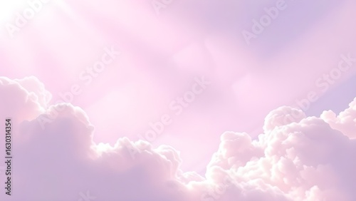 핑크하늘 핑크 구름 위로 햇살이 비친다The sun shines above the pink sky and pink clouds