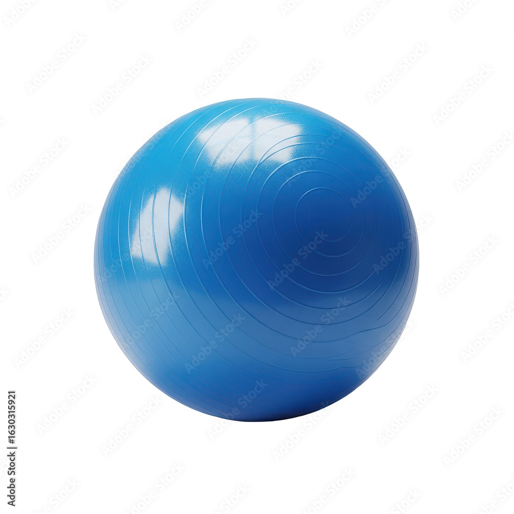 Vibrant blue balance ball with subtle texture for fitness, yoga, and core strength workouts on white background. Vibrant blue balance ball with subtle texture for fitness, yoga, and core strength workouts on white background.