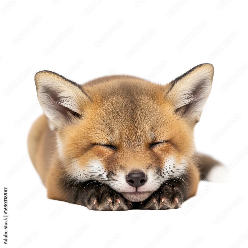 Fototapeta premium Adorable Sleeping Fox Cub A Precious Wildlife Moment