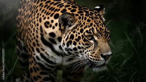 Close-Up of Jaguar in Jungle Looking Alertly at Surroundings — Wild Nature Scene
