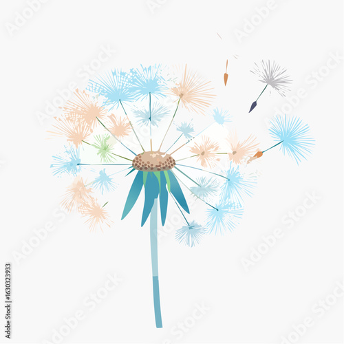 An abstract flying dandelion seed – light and playful