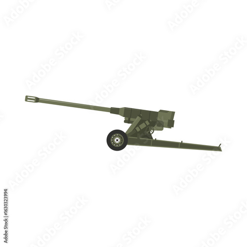 Isolated military field artillery cannon in flat design vectors for war concepts