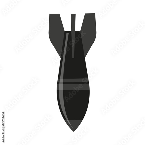 Stylized black aerial bomb illustration, isolated weapon vectors on a white background