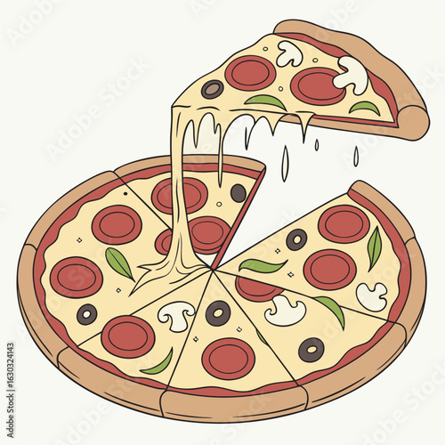pizza with salami and cheese