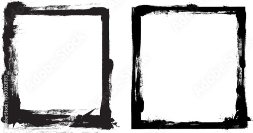 black ink brush painting blank frame border picture artistic.eps