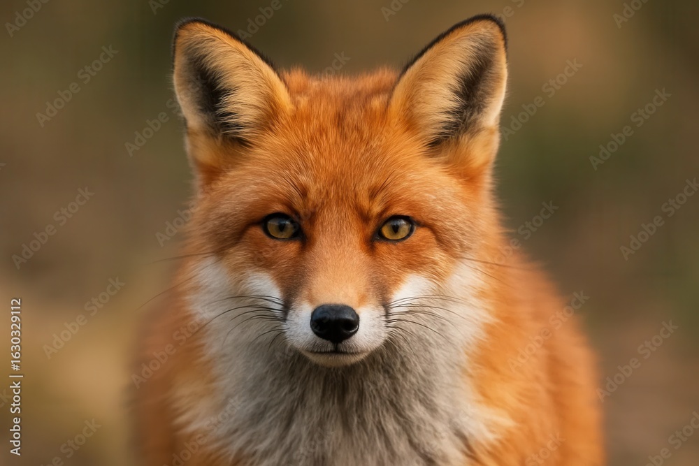 Fototapeta premium The Gaze of a Red Fox in Autumn