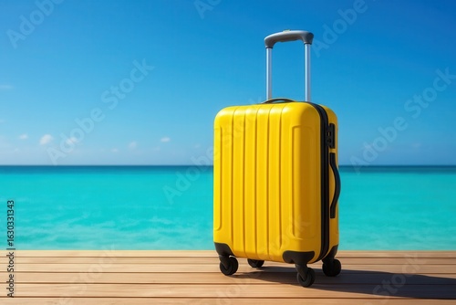 Embark on a journey with this vibrant yellow suitcase, ready to explore the endless horizons of adventure
