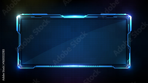 abstract futuristic background of blue glowing technology sci fi frame hud ui