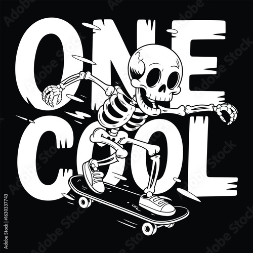 One Cool Skull on a Skateboard Illustration