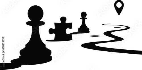 Chess Pawn Silhouette Path Puzzle Vector