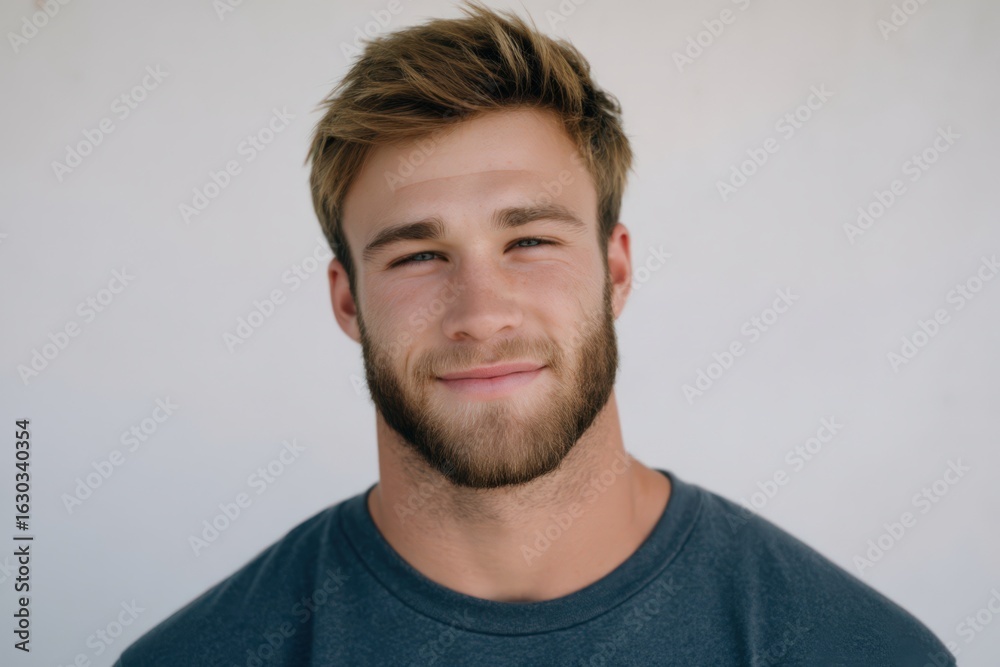 Portrait of a confident young man radiating charm and charisma against a minimalist backdrop reflecting modern masculinity and self-assuredness captured with clarity Portrait of a confident young man radiating charm and charisma against a minimalist backdrop reflecting modern masculinity and self-assuredness captured with clarity