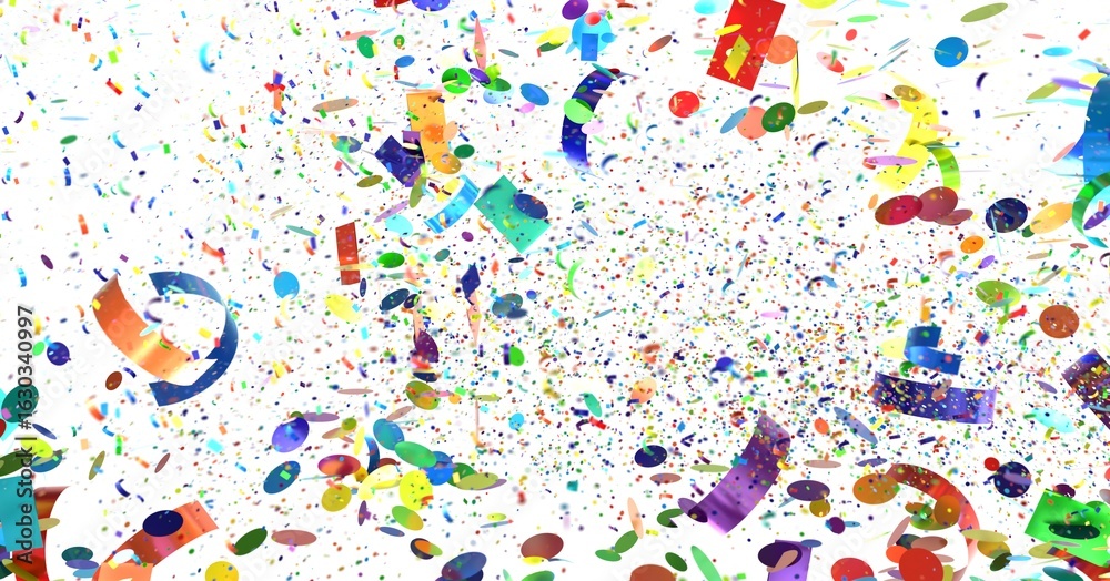 Obraz premium Festive background image of colorful confetti exploding. Perfect for celebrations and parties.