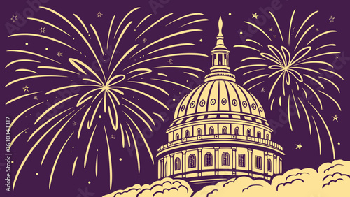 fireworks over the city