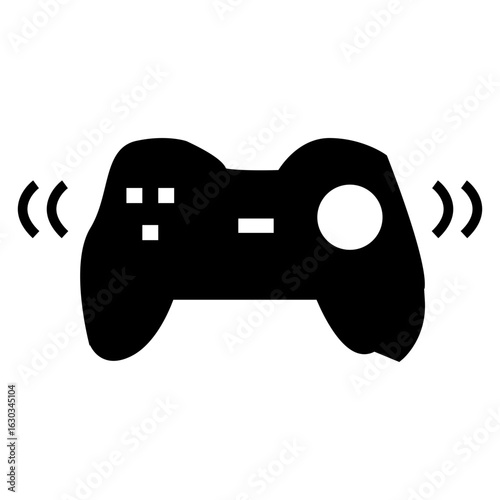 black video game controller joystick glyph icon illustration vector