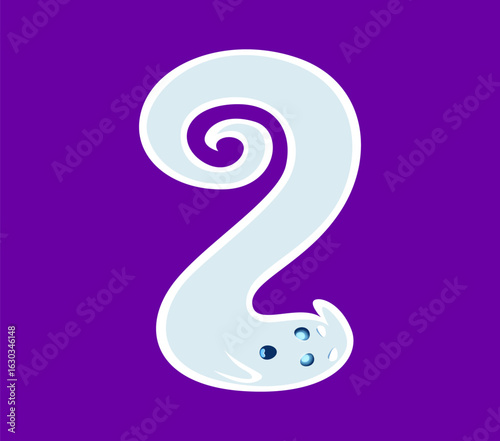 Halloween font 2 digit ghost cartoon cute character. Spooky phantom personage English ABC two digit or Halloween ghost character latin alphabet vector numeral symbol, font typeset figure or number