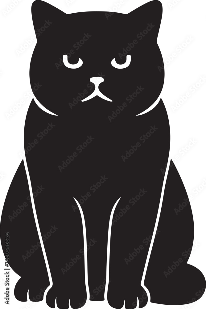 Obraz premium Cute British Cat Silhouette – Front View Design