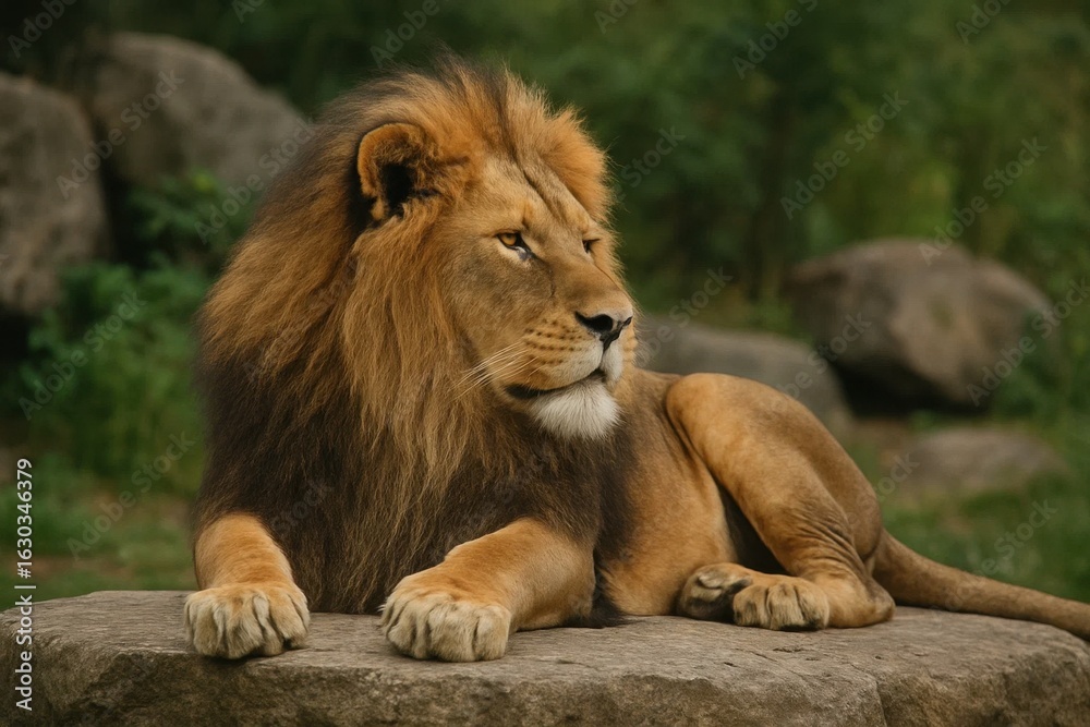 Fototapeta premium A Lion in Thoughtful Solitude