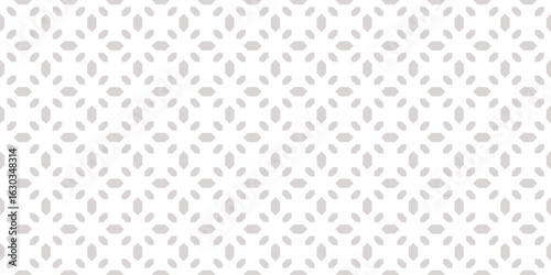 Subtle minimal background. Vector geometric seamless pattern with small diamond shapes, gems, flowers. Simple white and gray abstract repeated texture. Elegant minimalist design for textile, print