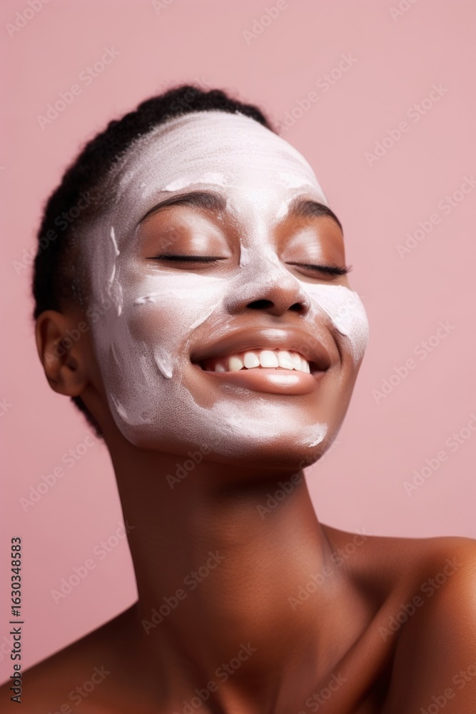 White clay mask portrait adult women. White clay mask portrait adult women.