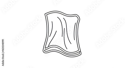 Minimalist Line Art of a Neatly Folded, Wavy Fabric Stack
