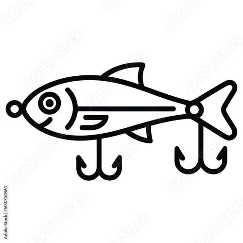 Illustration of fishing lure with hooks isolated on white