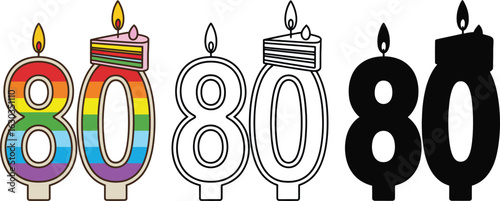 Eighty birthday candles party celebration anniversary design