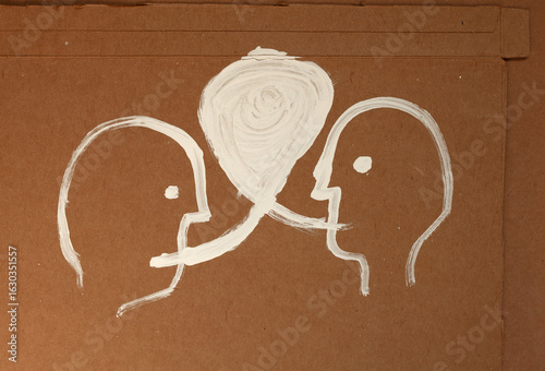  two people talking, hand drawn dialogue  illustration