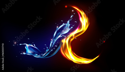 Abstract Fire and Water Splash Background - Elemental Energy