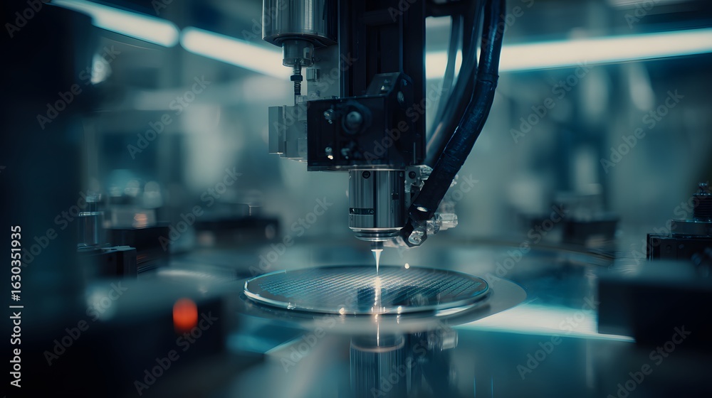 Fototapeta premium Automated wafer processing in a cleanroom factory